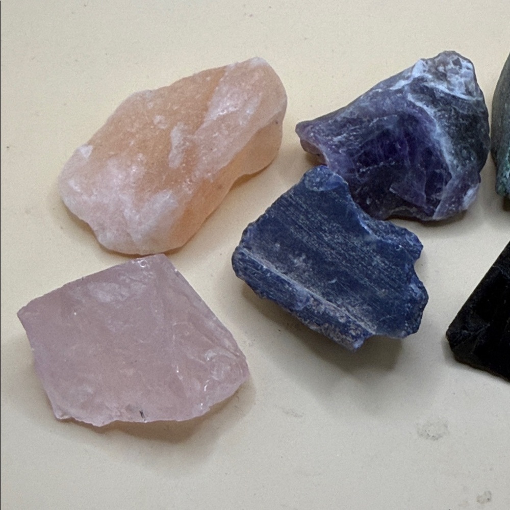 Assorted Raw Gemstone Lot - Pink, Orange, Purple, Blue, Black, Green - Picture 3 of 5